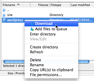 Download the WordPress directory