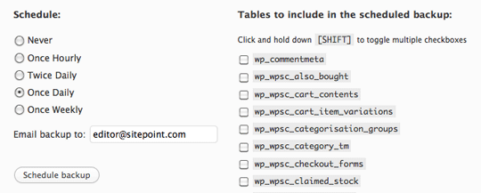 Scheduling a regular backup