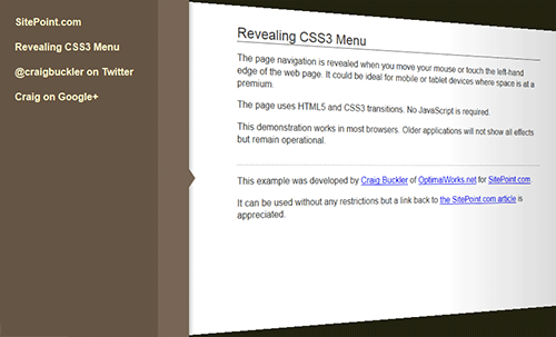 CSS3 Sliding Menu