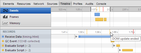Webkit Inspector timeline